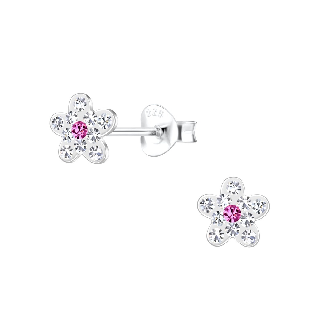 Puces d'oreilles fleur en argent