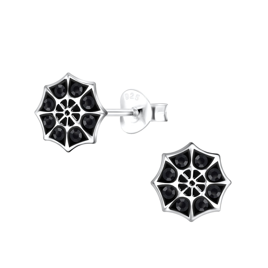 Puces d'oreilles toile d'araignée en argent