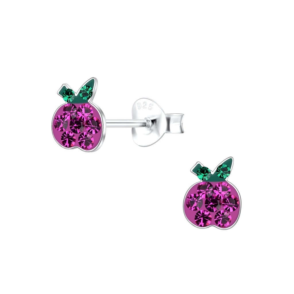 [10028629] Silver Apple Stud Earrings