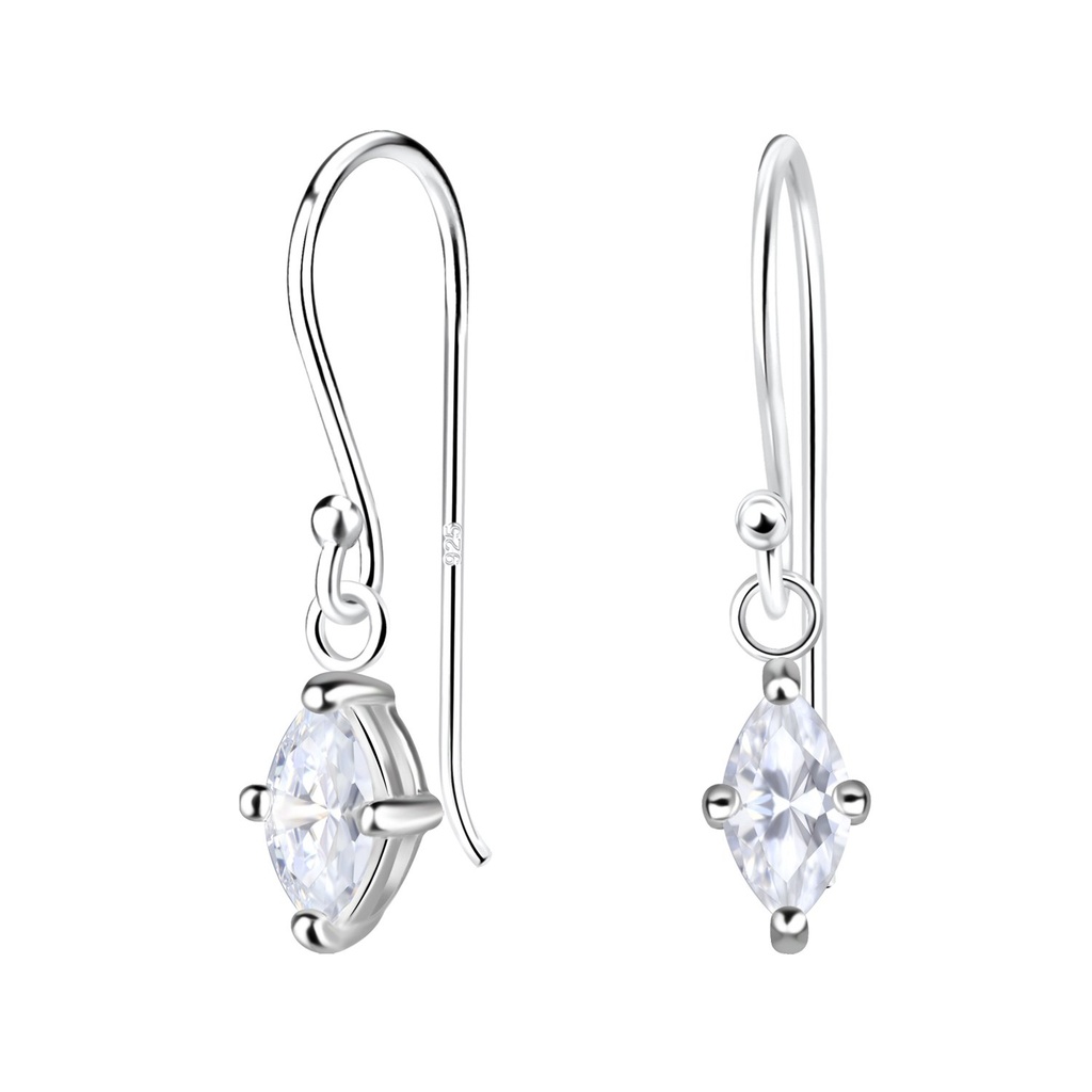 Boucles d'oreilles en argent zircon marquise 3x6 mm