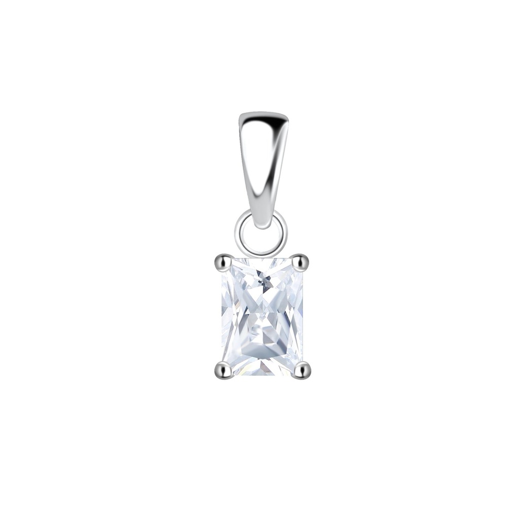 [10028357] Pendentif en argent zircon baguette 4x6 mm