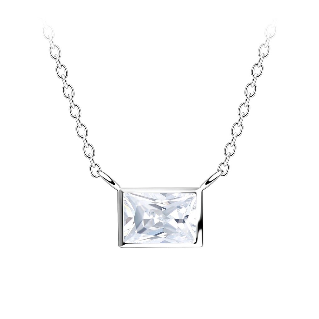 Collier en argent zircon baguette 4x6 mm