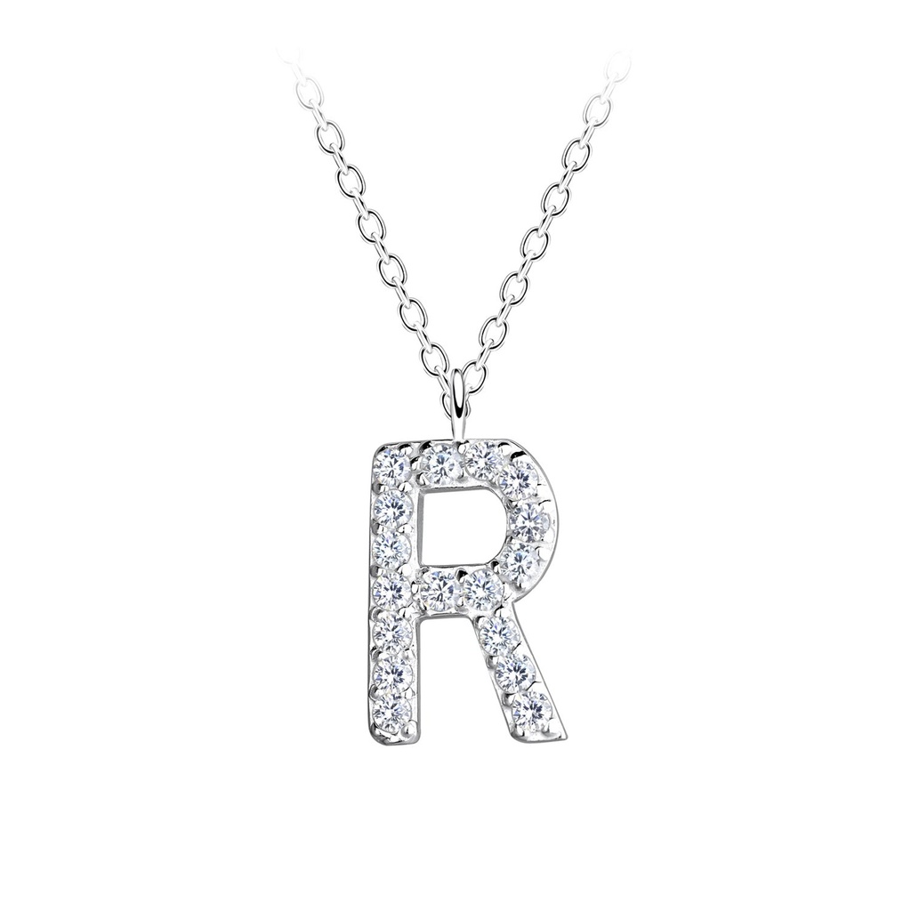 Collier lettre R en argent