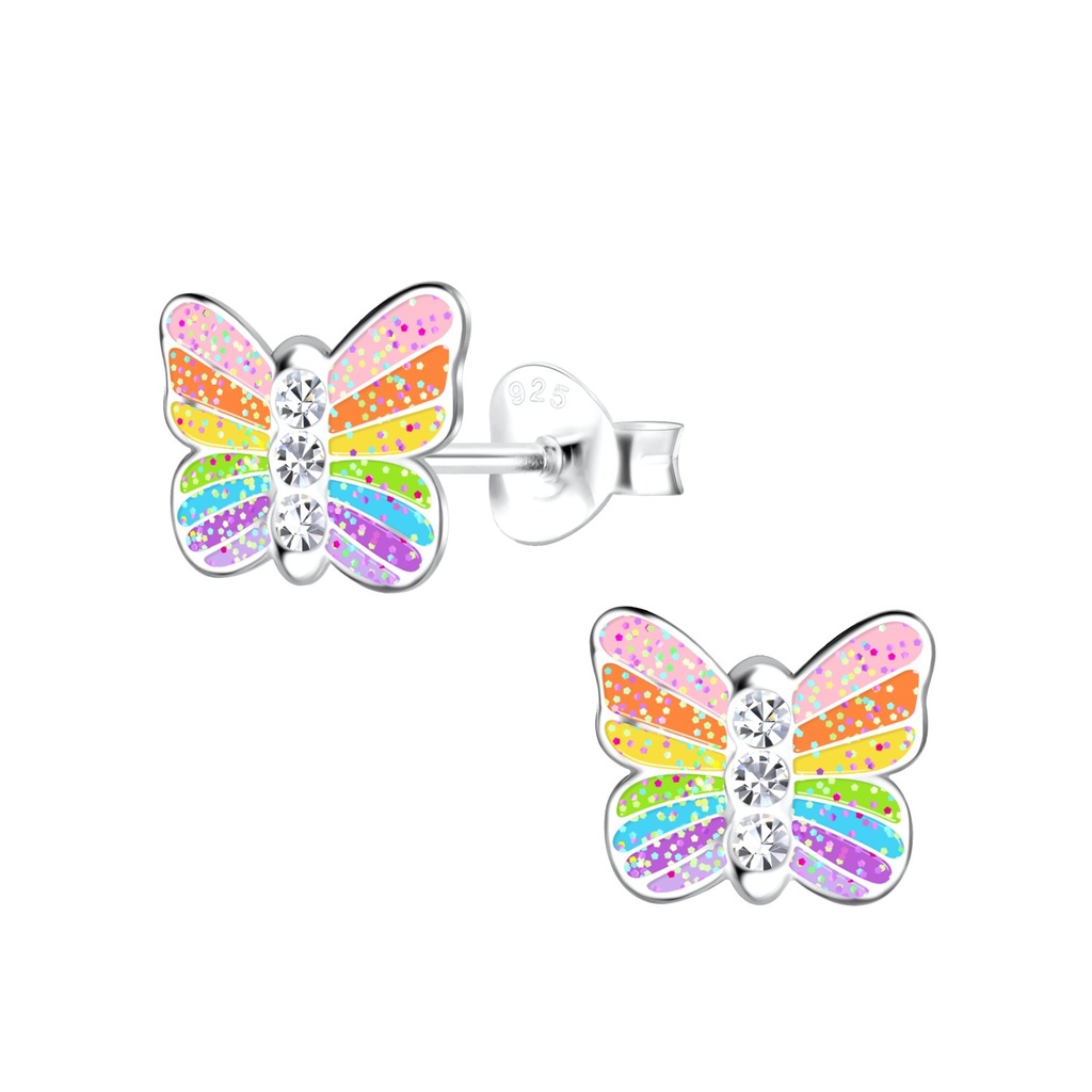 Puces d'oreilles papillon en argent