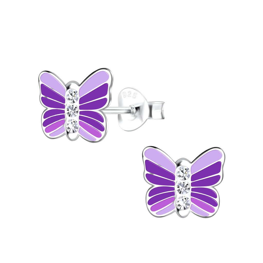 [10028615] Silver Butterfly Stud Earrings