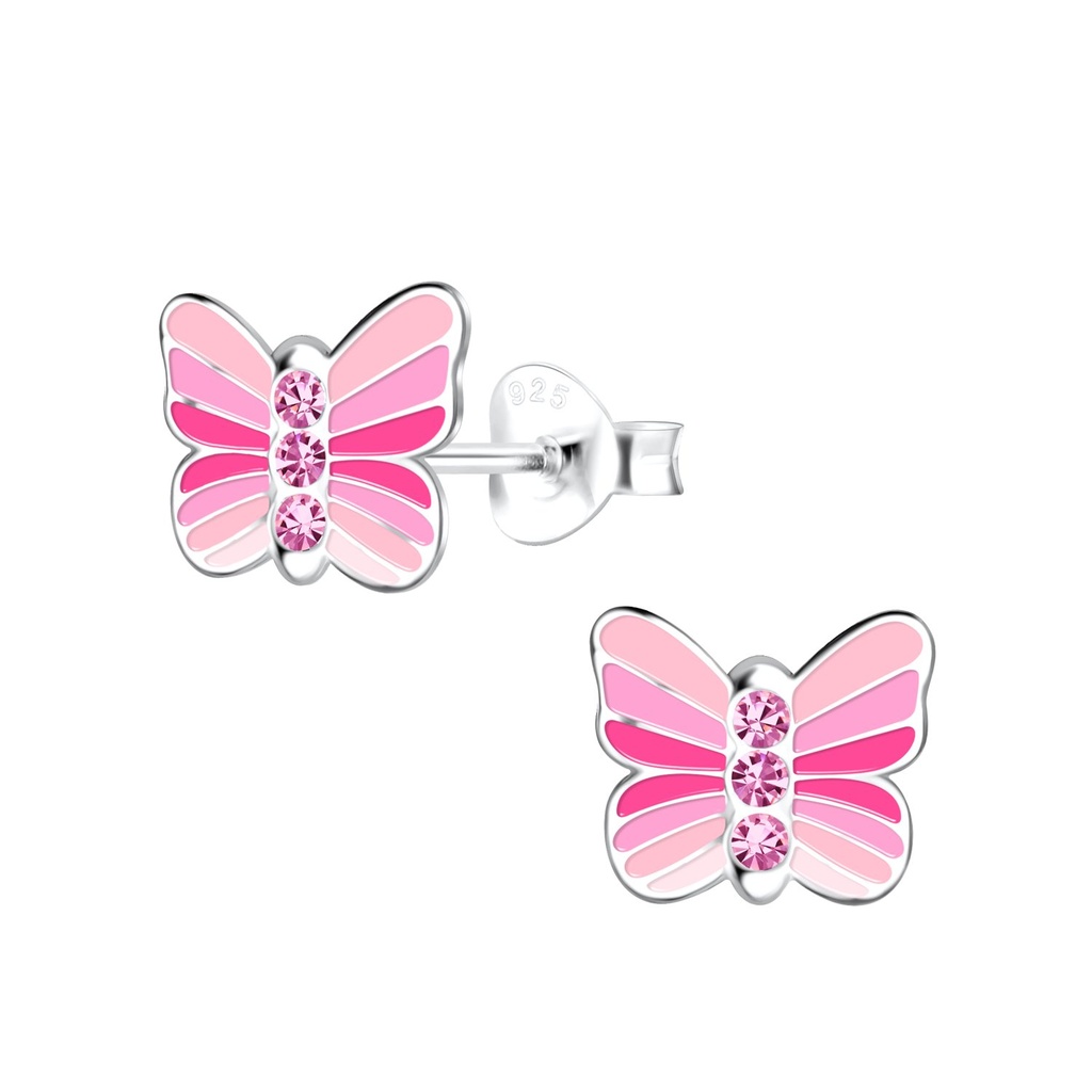 Puces d'oreilles papillon en argent