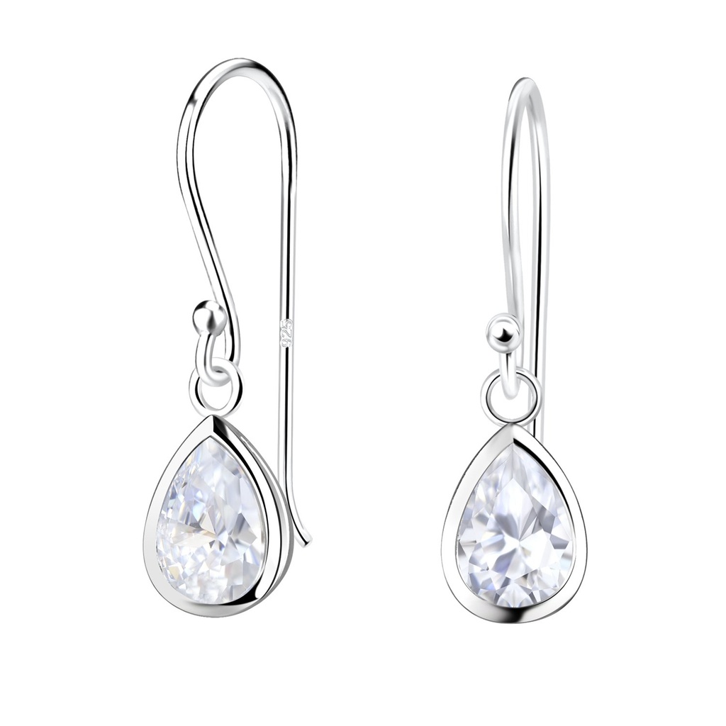 Boucles d'oreilles en argent zircon poire 4x6 mm