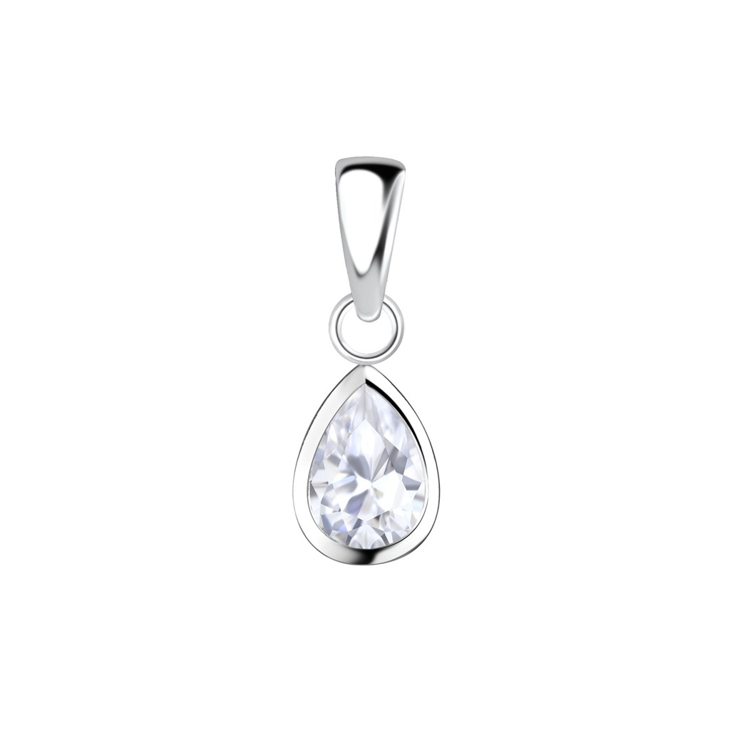 [10028354] Pendentif en argent zircon poire 4x6 mm