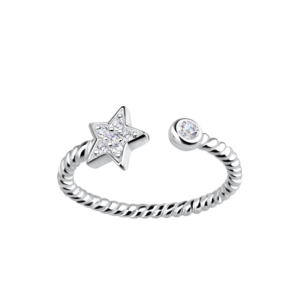 Silver Opened Star Ring