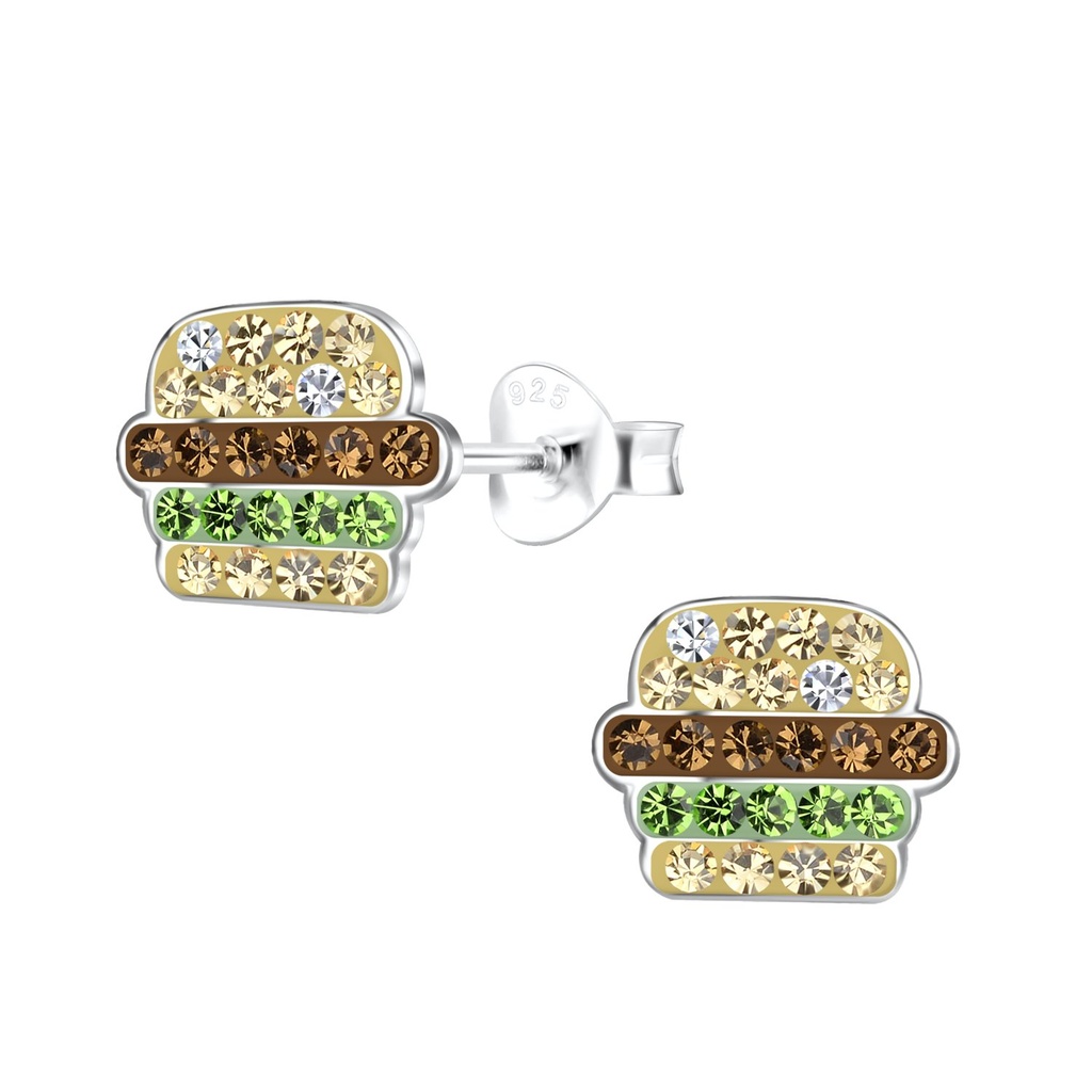Puces d'oreilles burger en argent