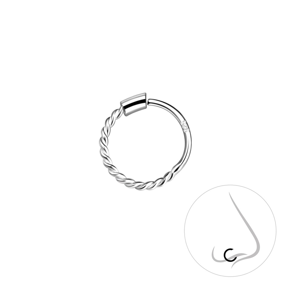 9mm Silver Twisted Nose Ring