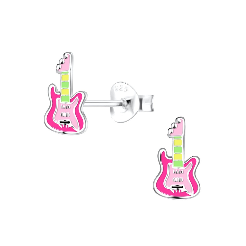 Puces d'oreilles guitare en argent
