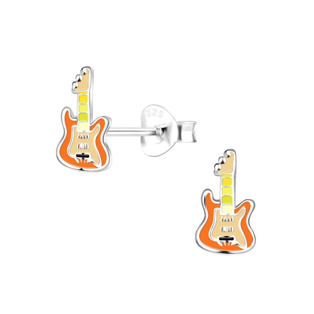 Puces d'oreilles guitare en argent