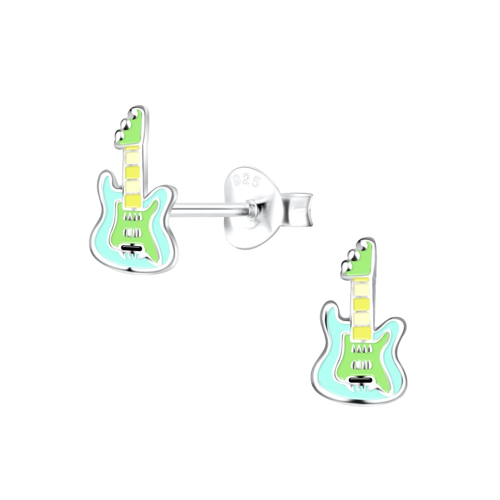 Silver Guitar Stud Earrings