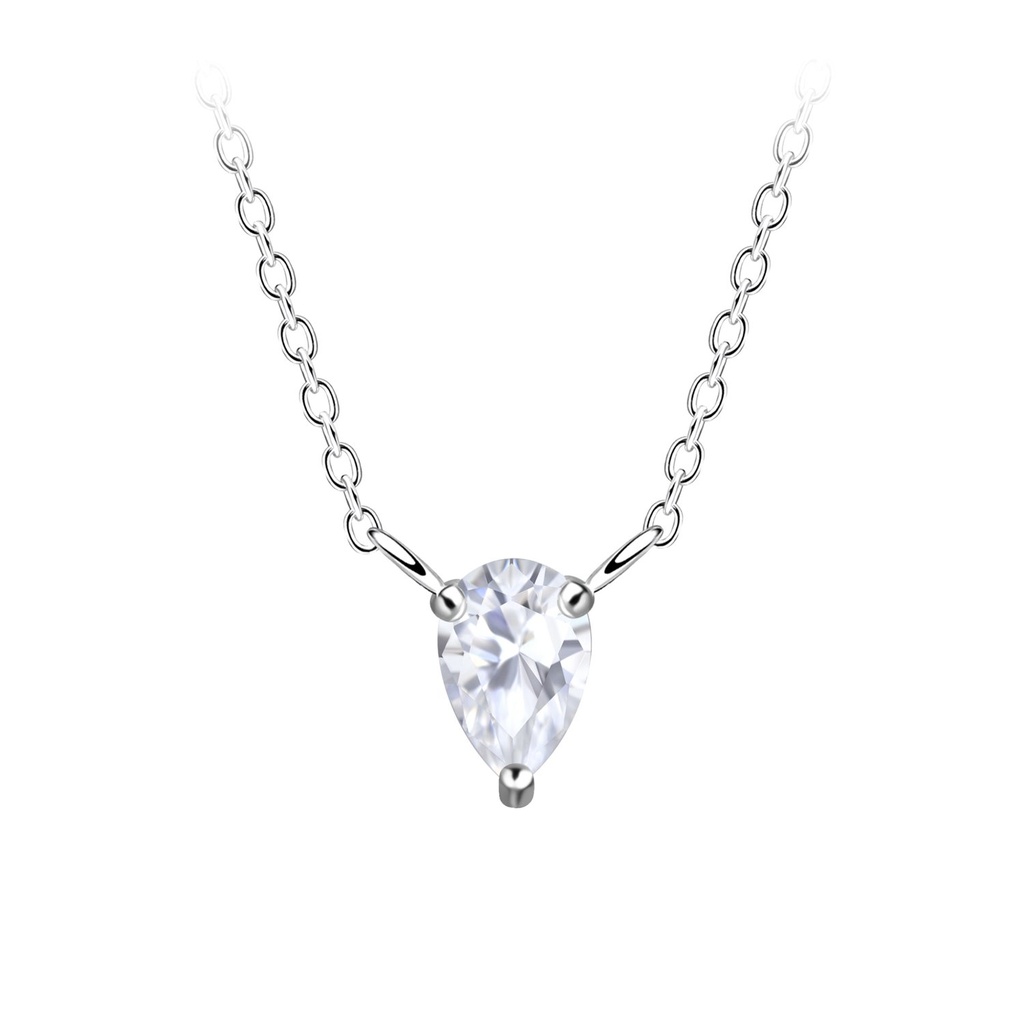 Collier en argent zircon poire 4x6 mm