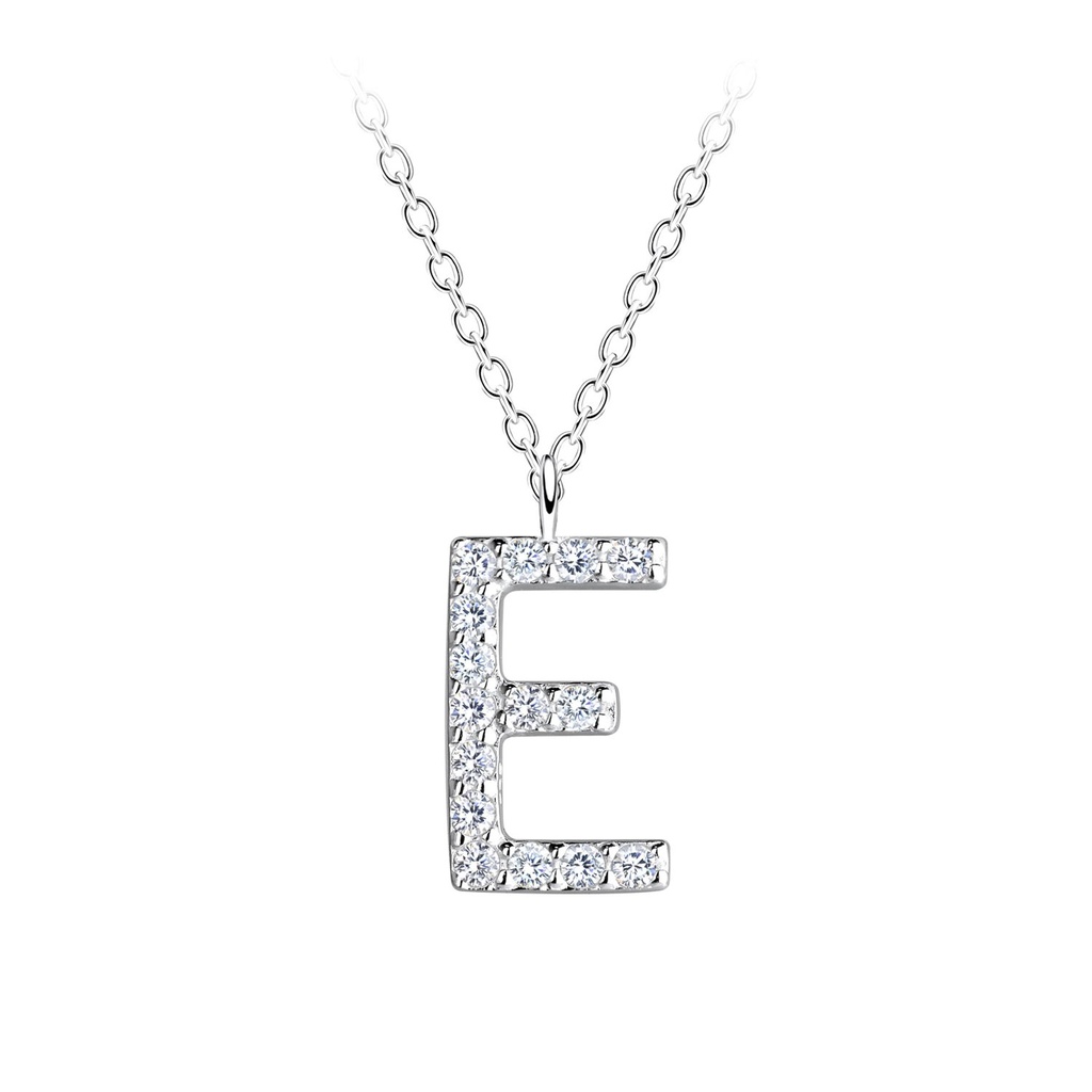 [10028382] Collier lettre E en argent