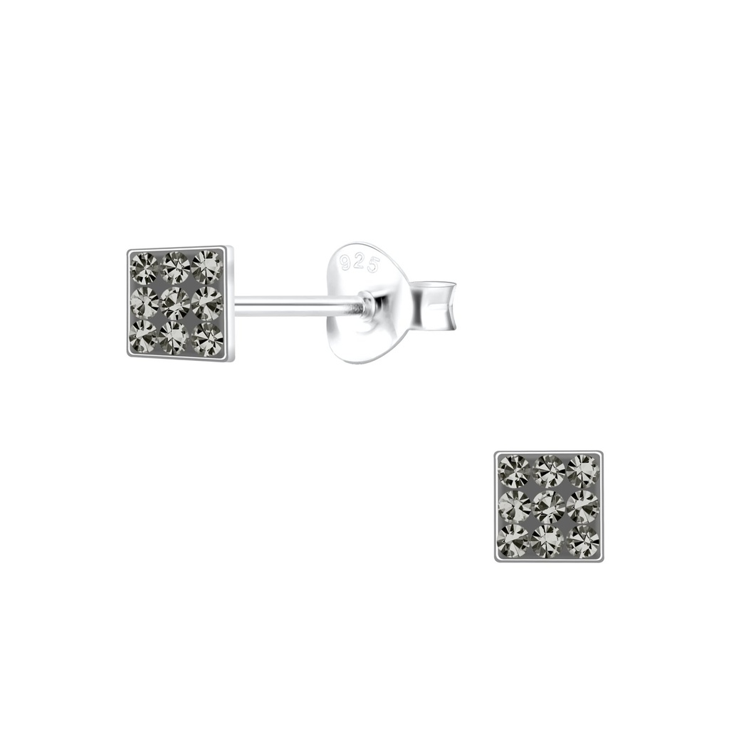 Silver Square Stud Earrings