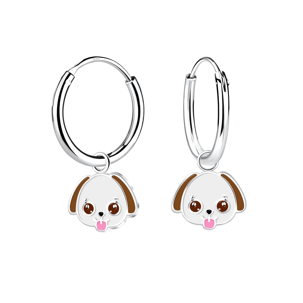 Créoles breloque chien en argent