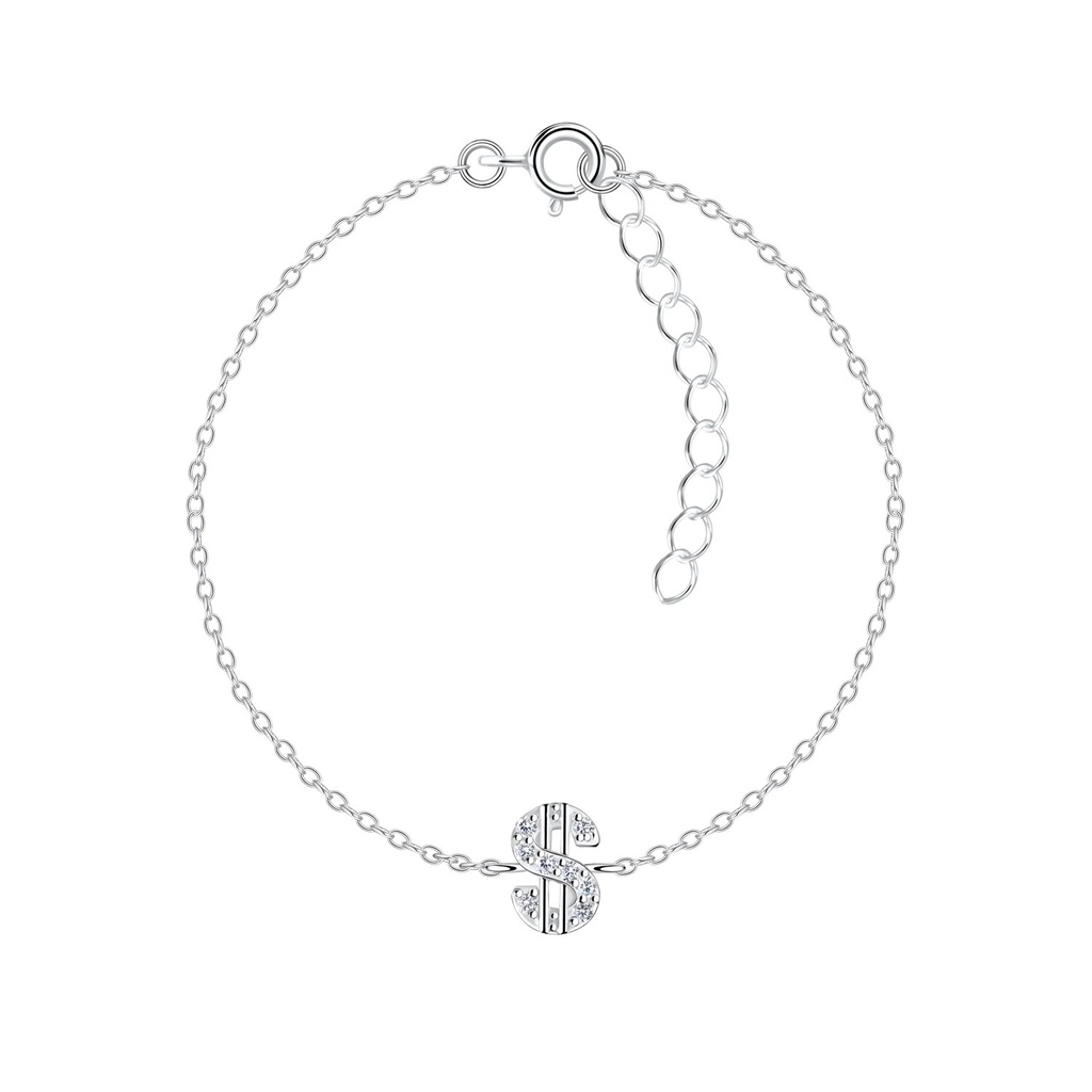 Silver Dollar Sign Bracelet