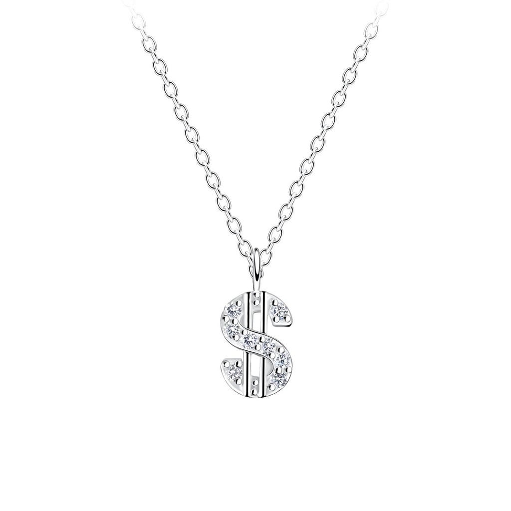 Silver Dollar Sign Necklace