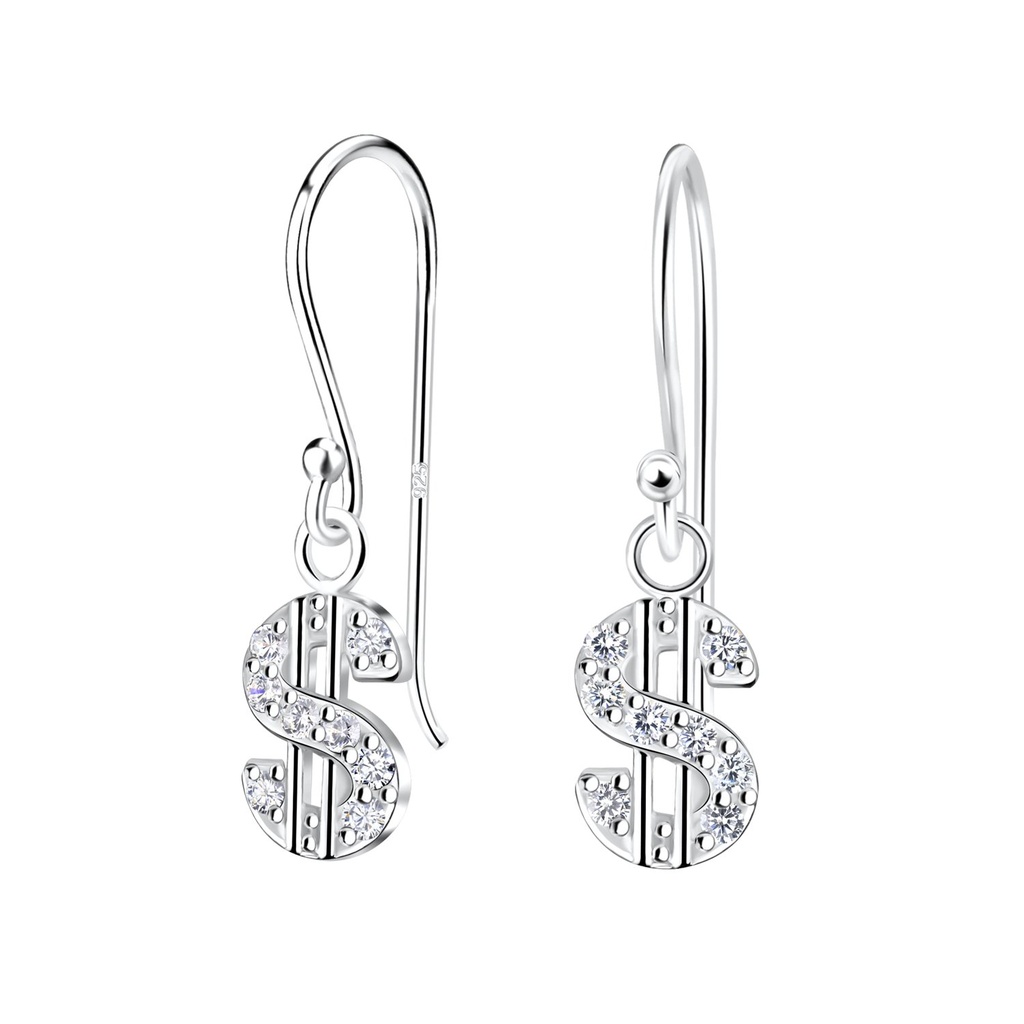 Boucles d'oreilles signe dollar en argent
