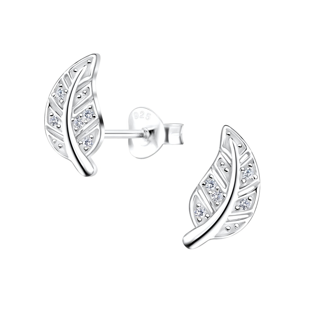 Puces d'oreilles feuille en argent