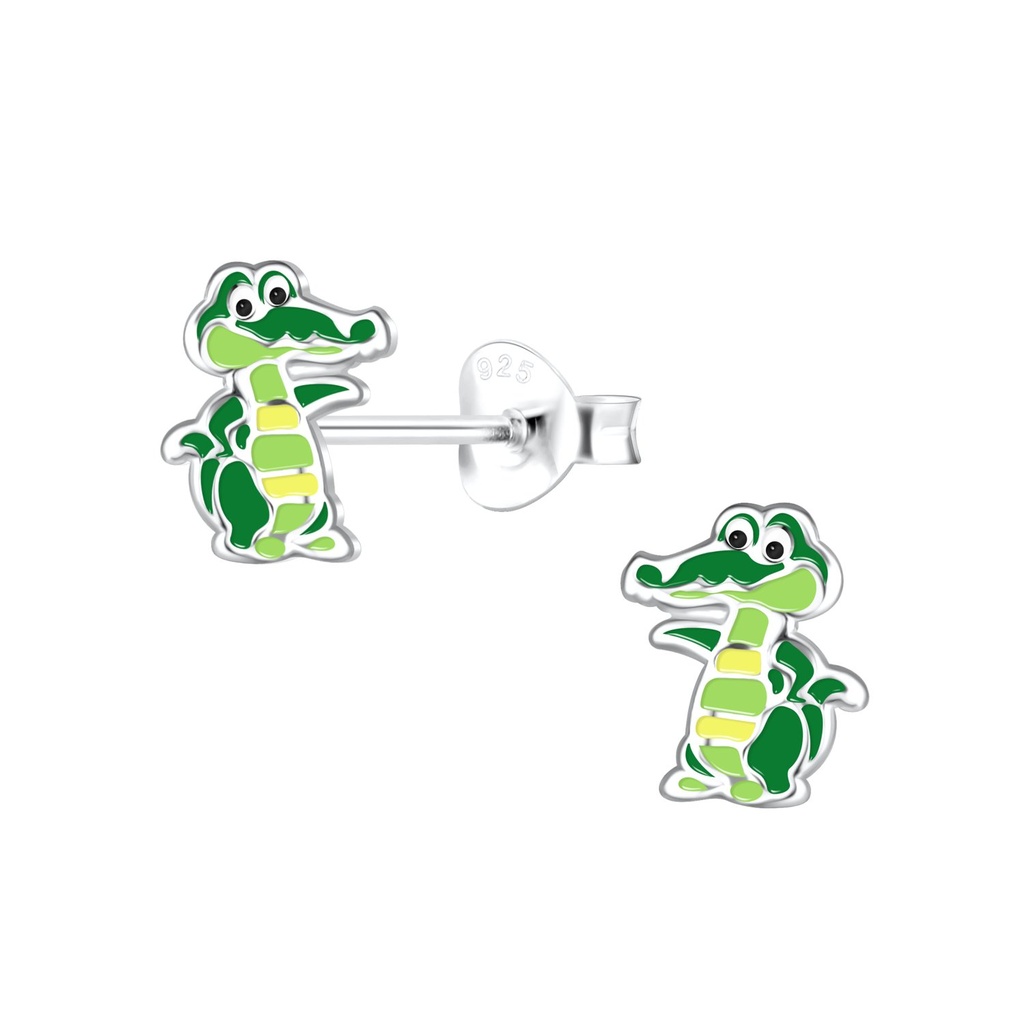 Silver Crocodile Stud Earrings