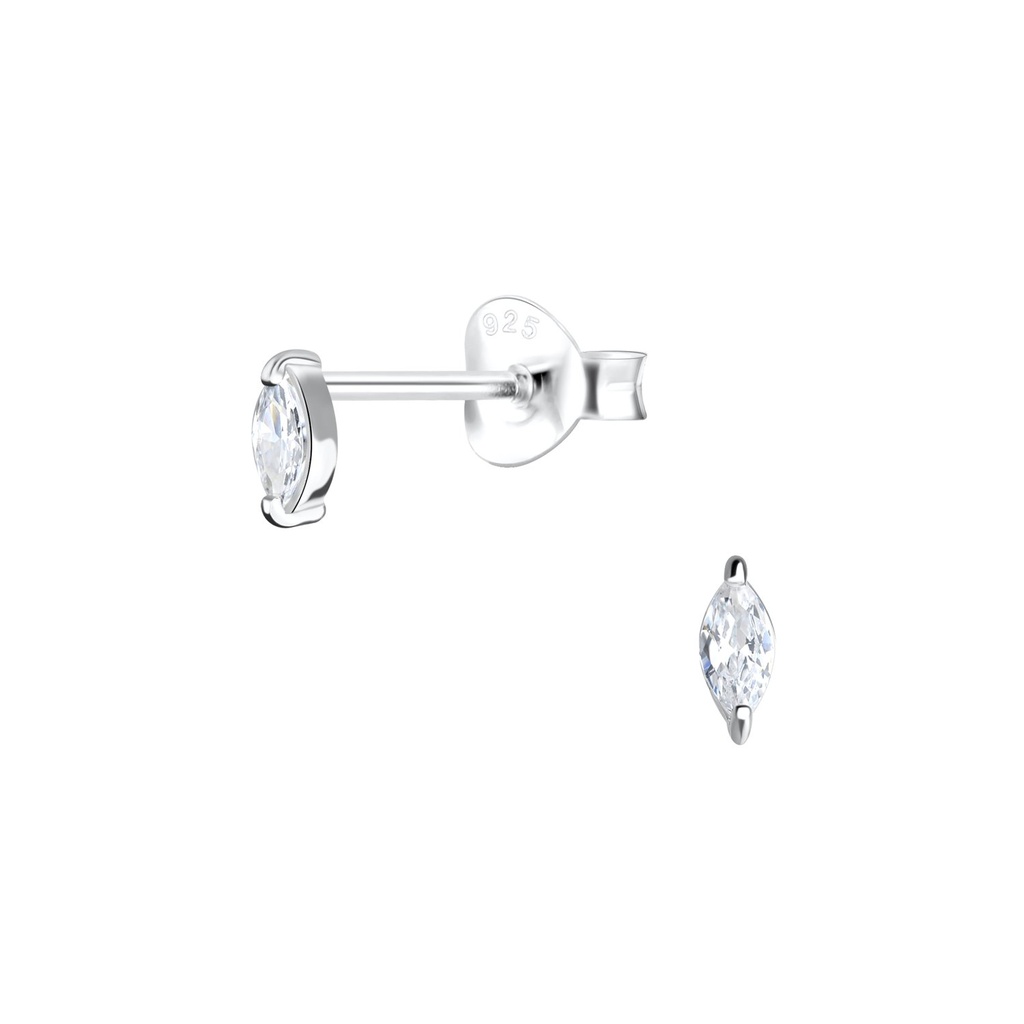 2x4mm Marquise Cubic Zirconia Stud Earrings