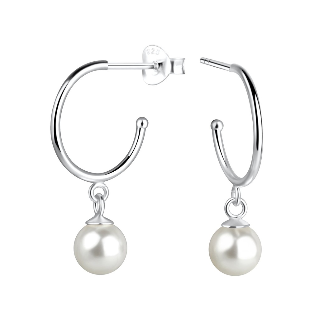 Puces d'oreilles perle en argent 6 mm