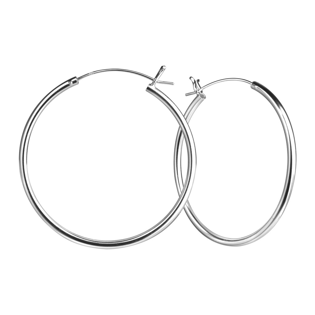 [10013721] 40mm Silver French Lock Hoop Earrings