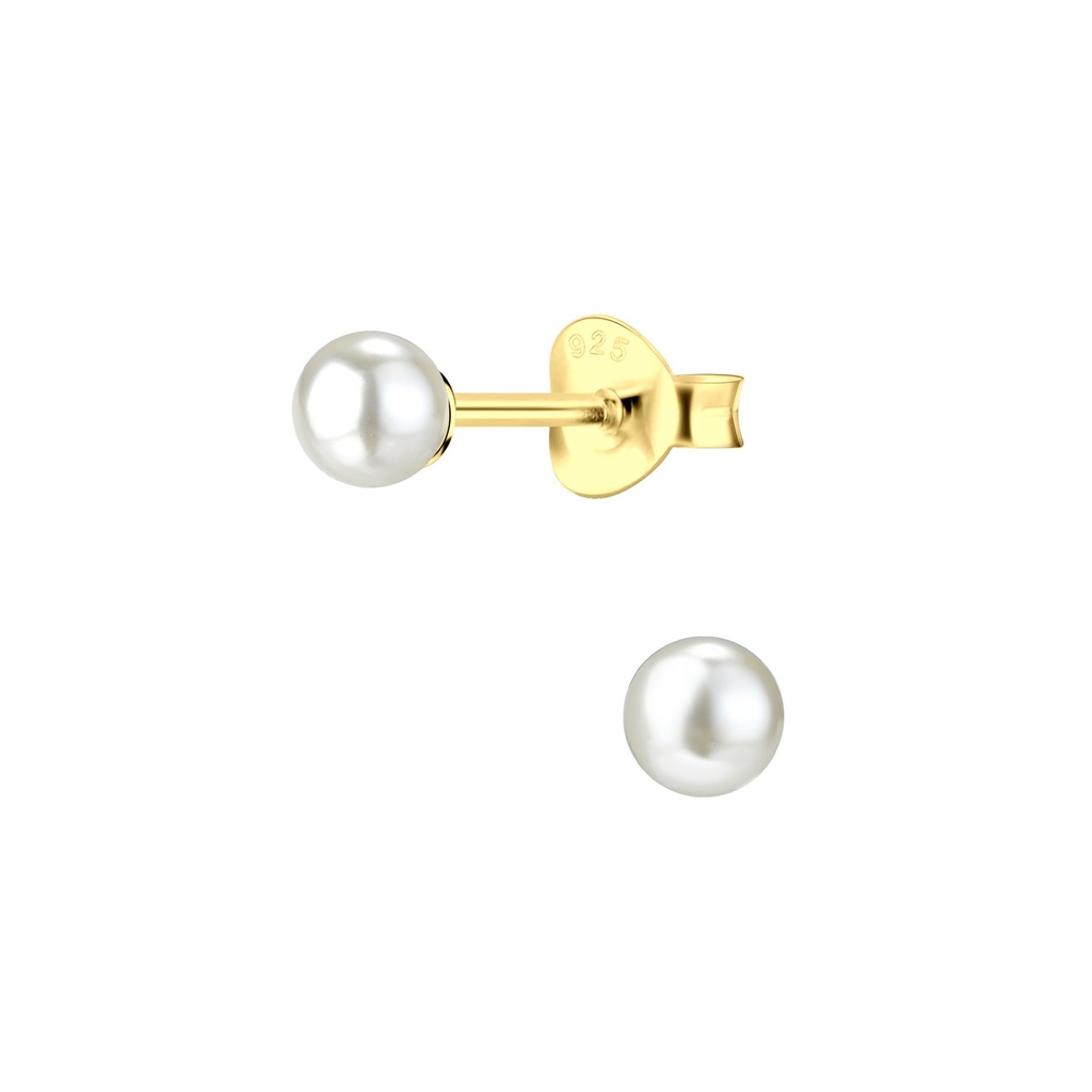 Puces d'oreilles perle en argent 4 mm