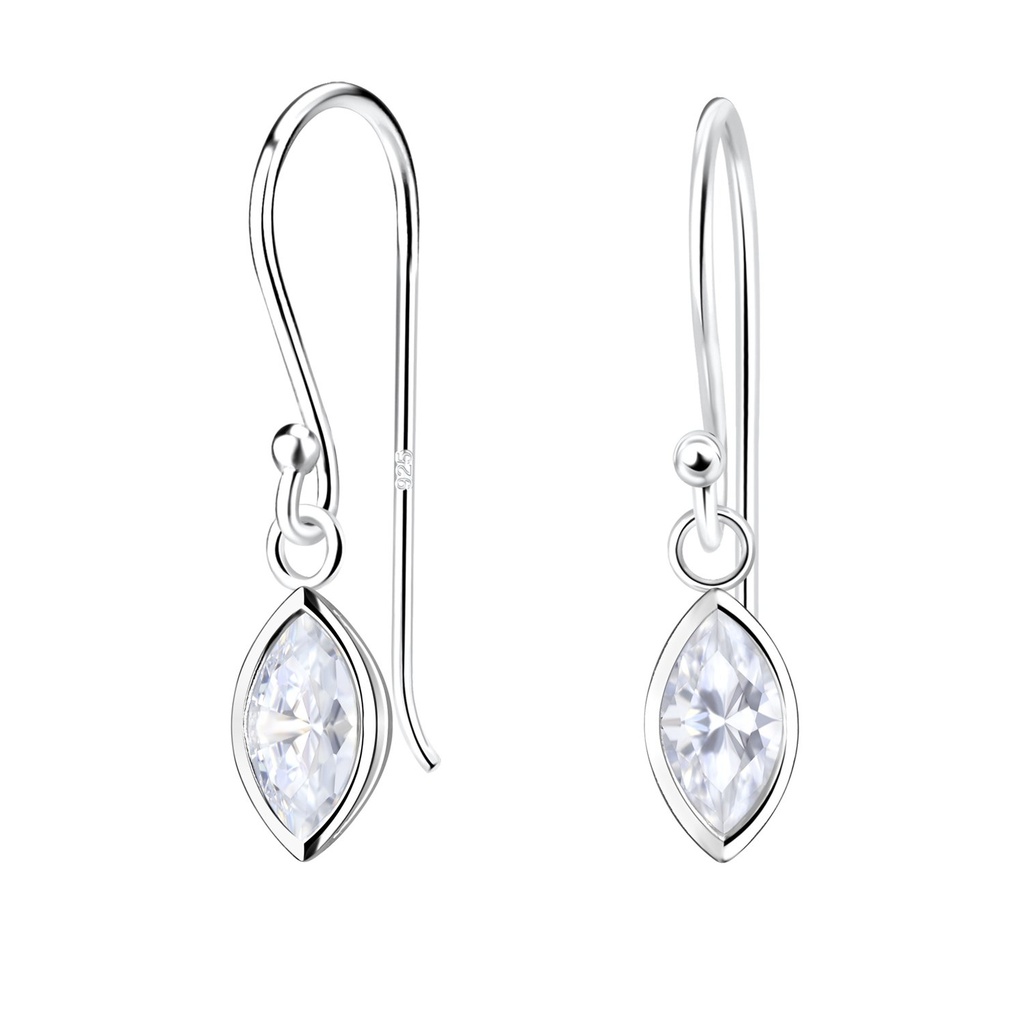 3x6mm Marquise Cubic Zirconia Silver Earrings