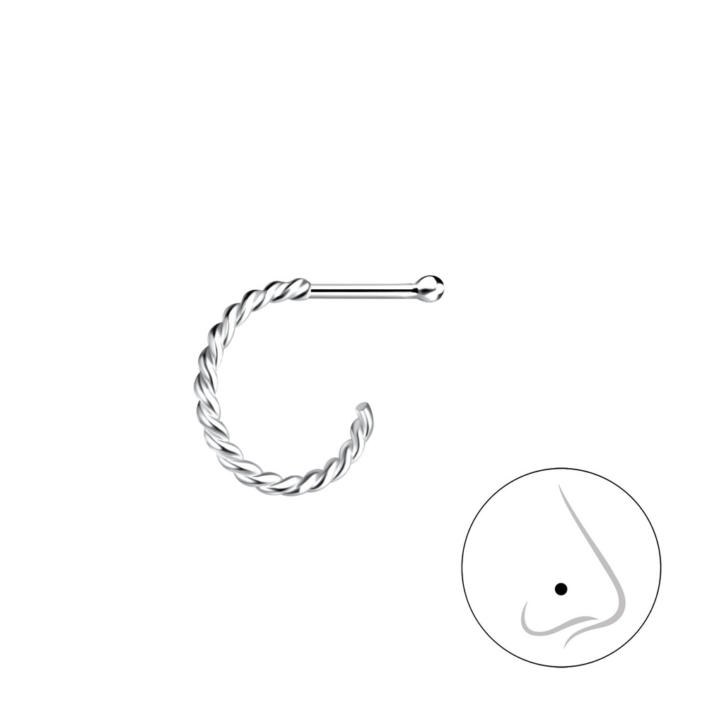 [10028607] Clou de nez demi-créole torsadé en argent