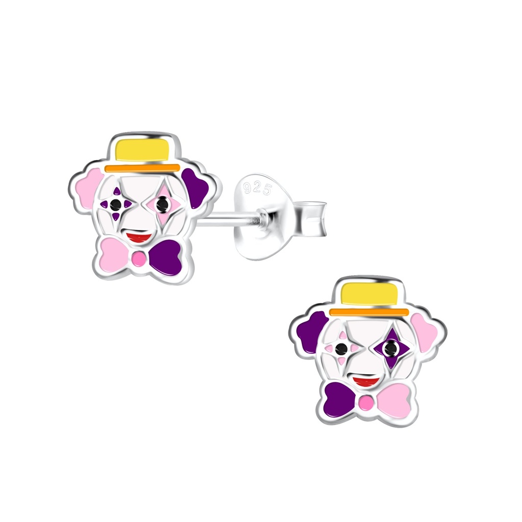 Silver Clown Stud Earrings