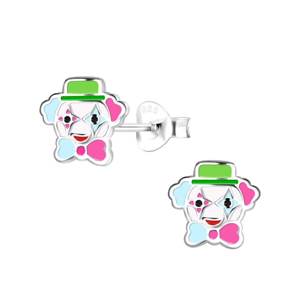 Silver Clown Stud Earrings