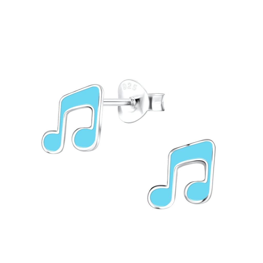 Silver Musical Note Stud Earrings