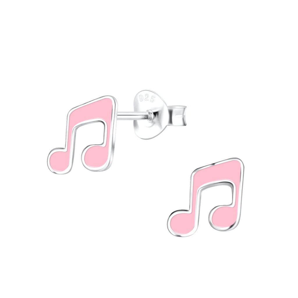 Silver Musical Note Stud Earrings