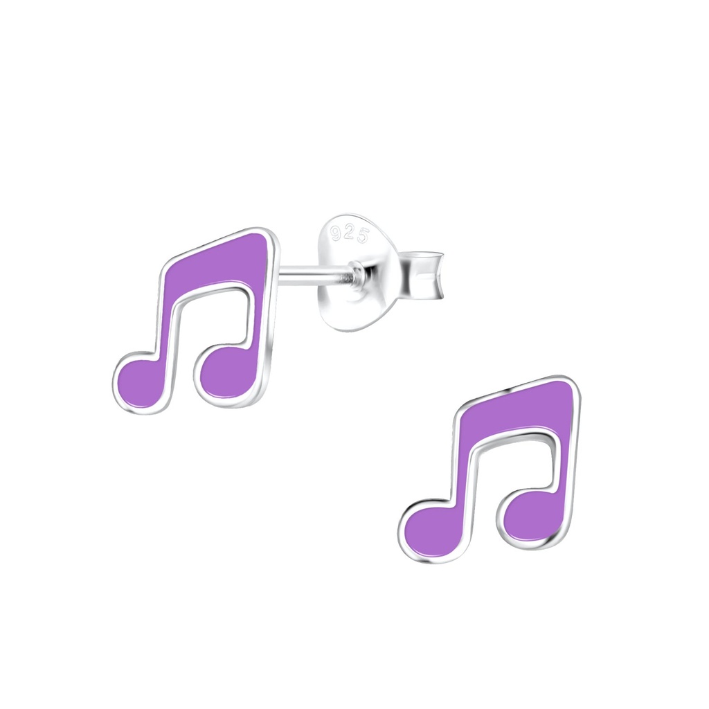 Puces d'oreilles note musicale en argent