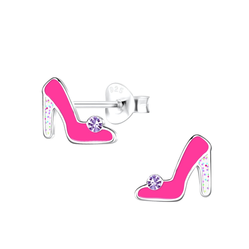 Silver High Heels Stud Earrings