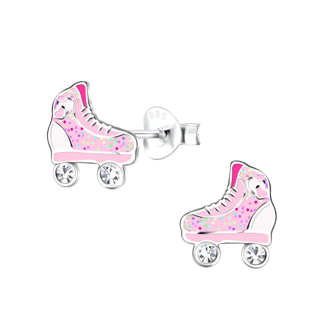 Silver Rollerblade Stud Earrings