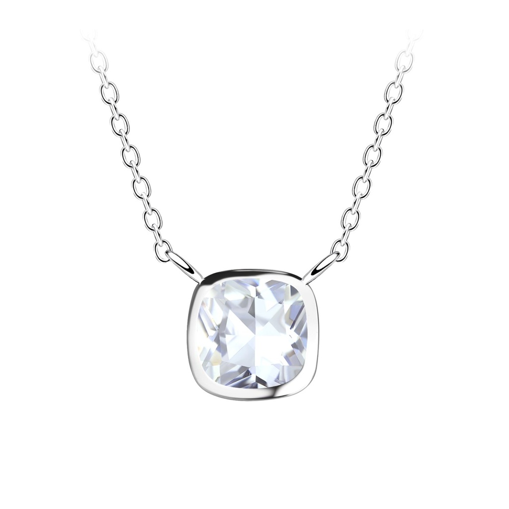 Collier en argent zircon coussin 6 mm