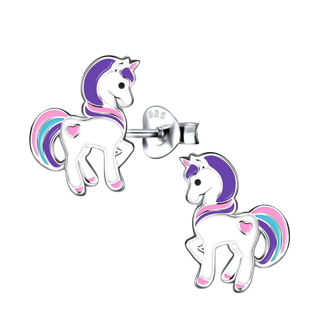 Silver Unicorn Stud Earrings