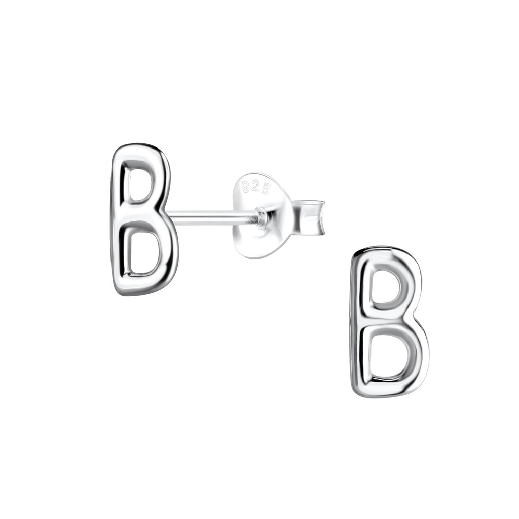 Silver Letter B Stud Earrings