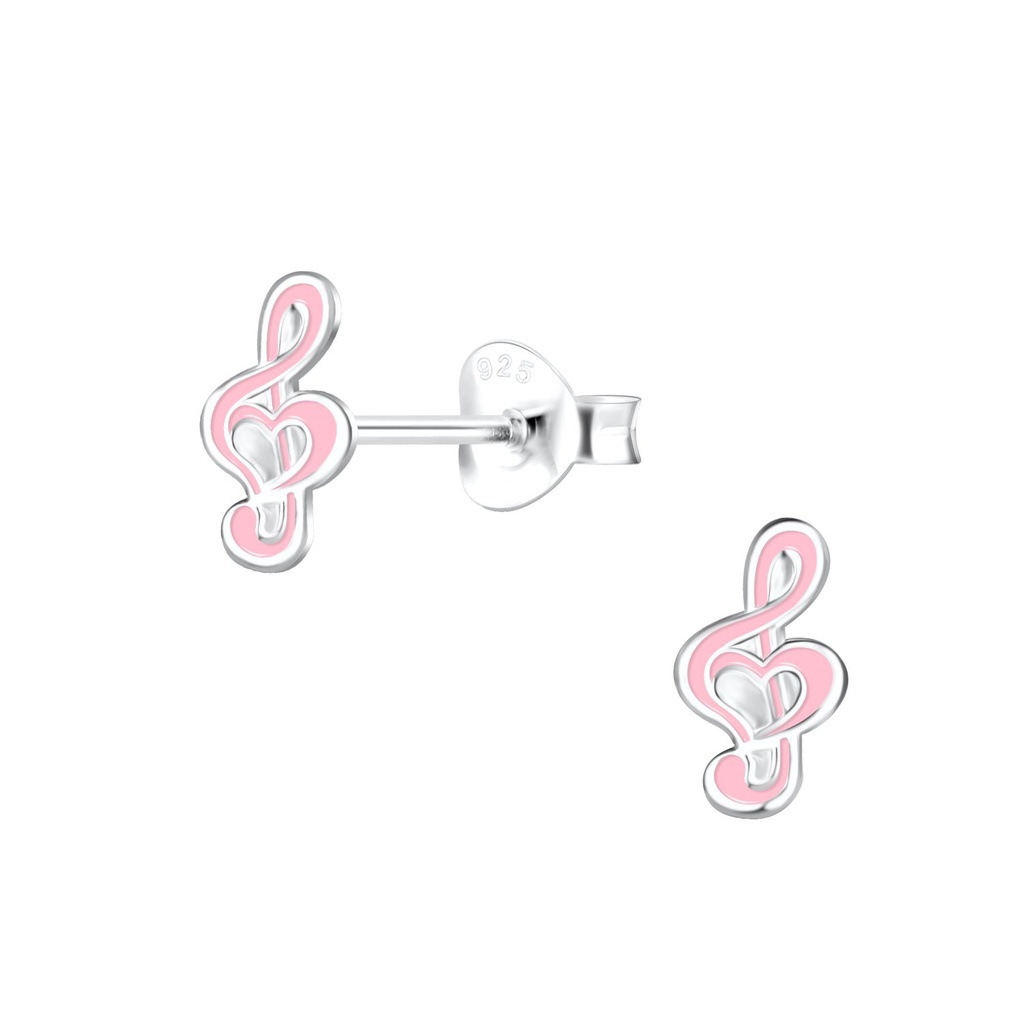 Silver Musical Note Stud Earrings
