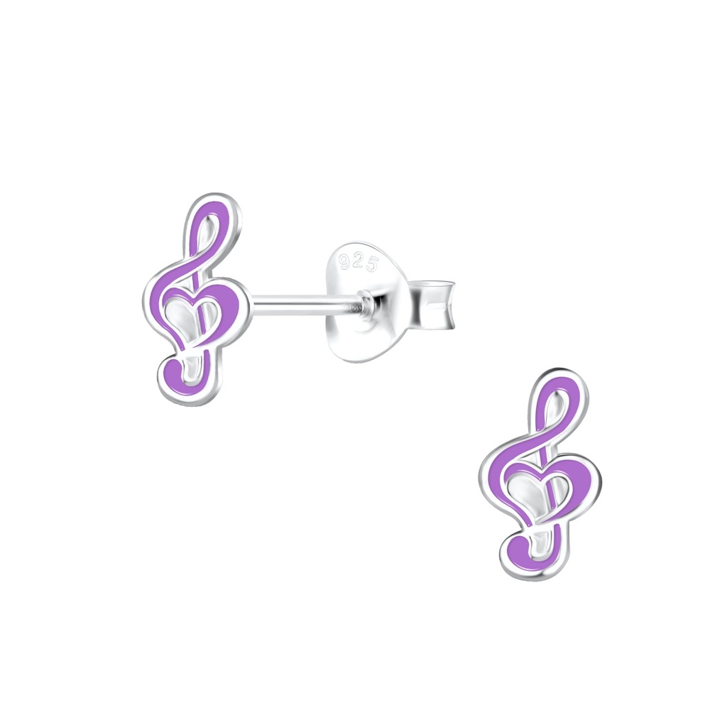 Puces d'oreilles note musicale en argent
