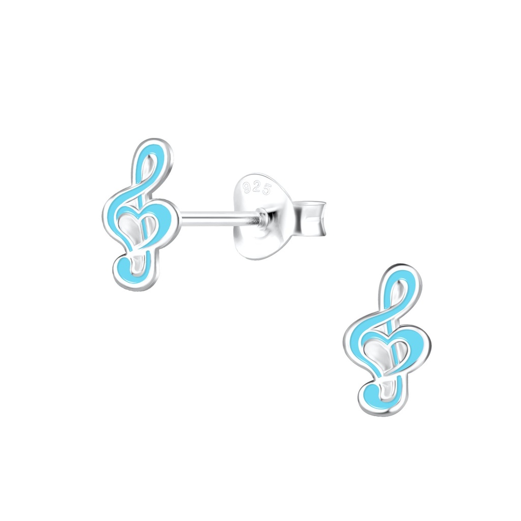 Silver Musical Note Stud Earrings