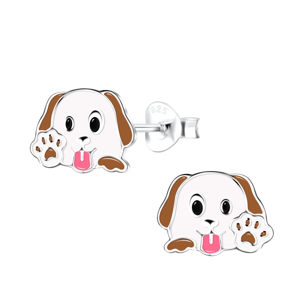 Puces d'oreilles chien en argent