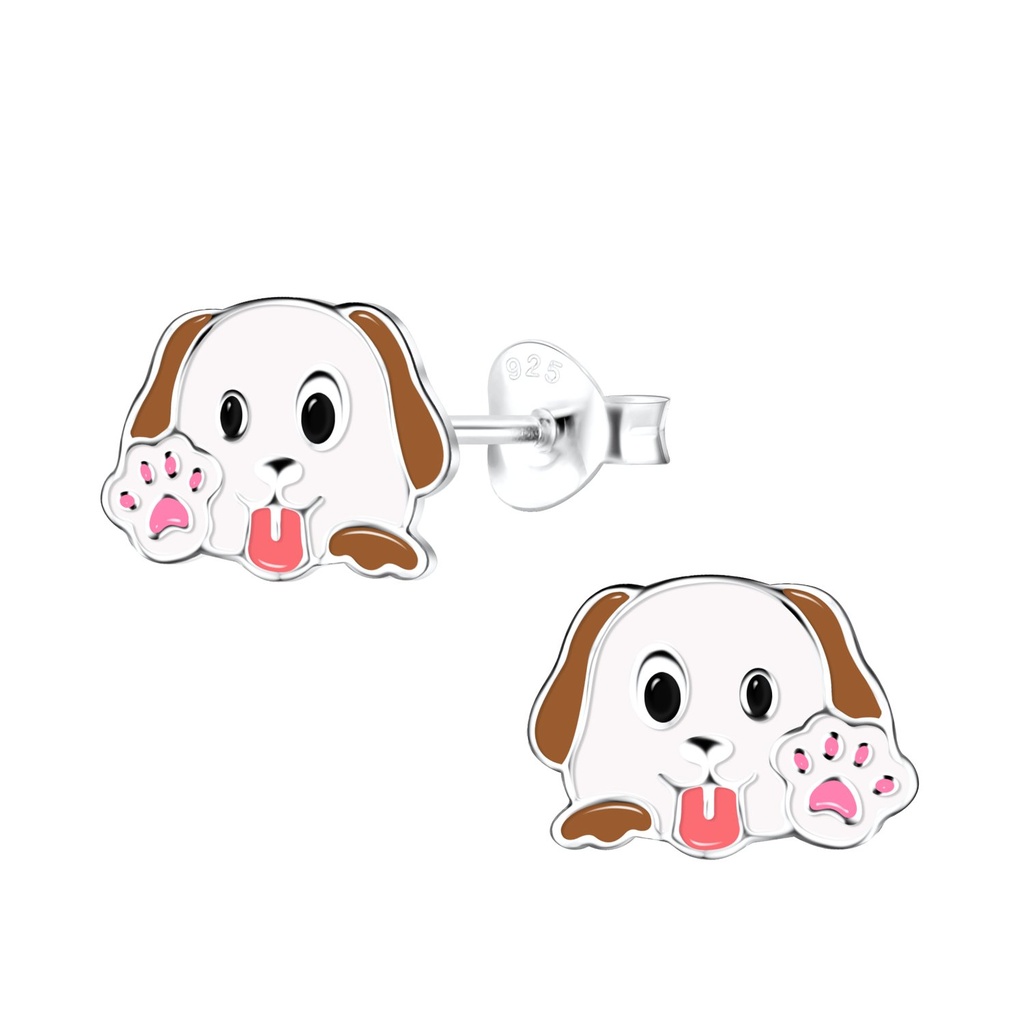 Puces d'oreilles chien en argent