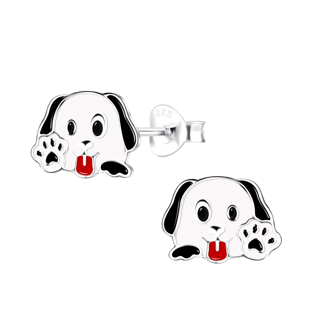 Silver Dog Stud Earrings 
