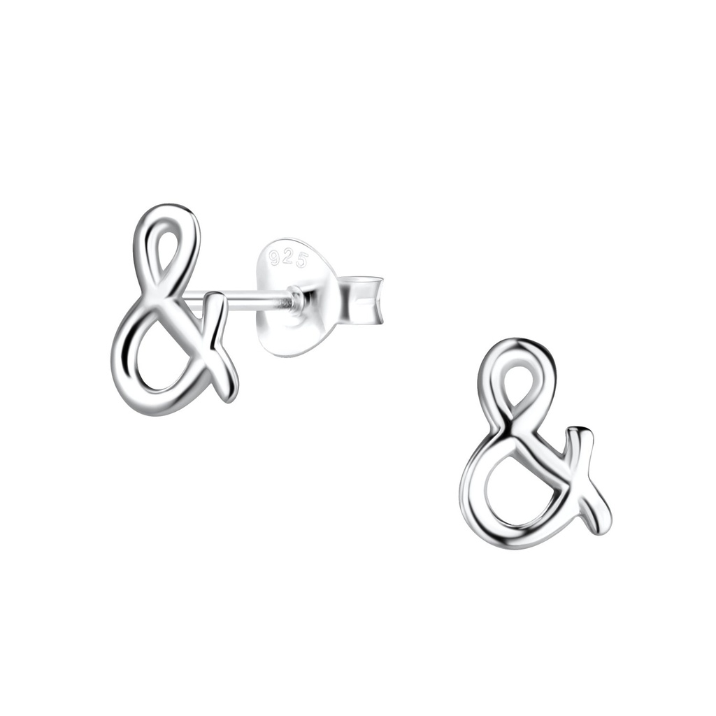 [10027980] Silver Letter &amp; Stud Earrings